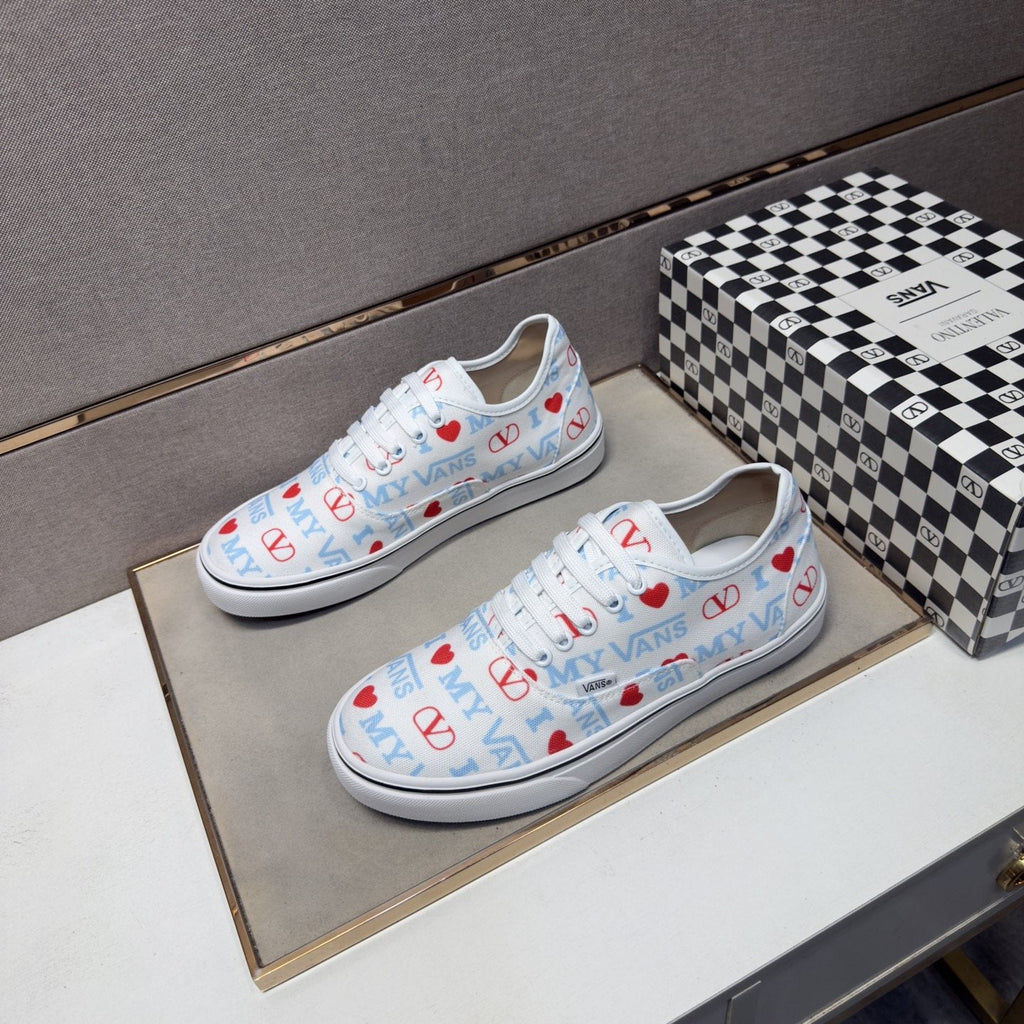 Vans White Graphic Low-Top Sneakers — front