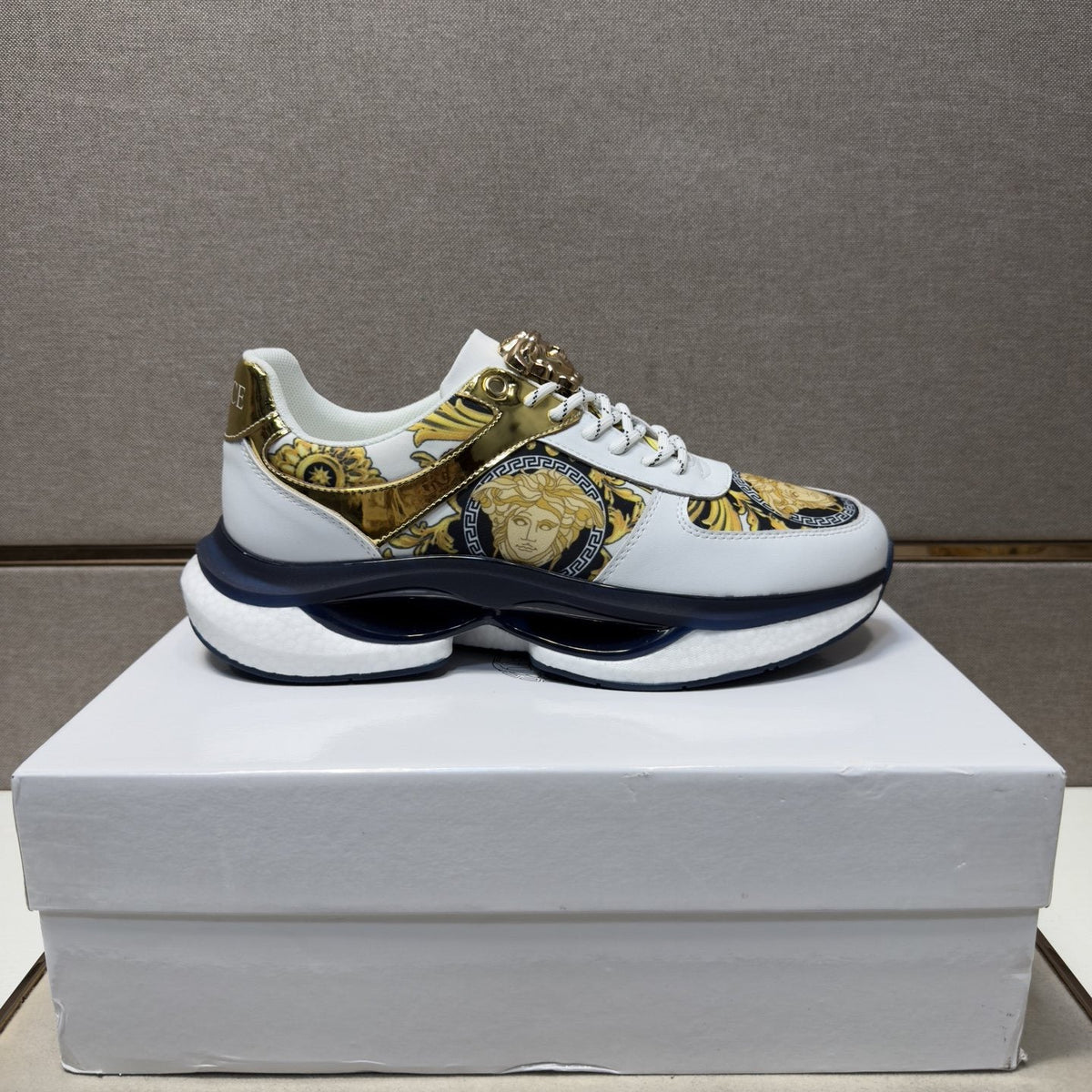 Versace Gold-Panel Low-Top Sneakers — front